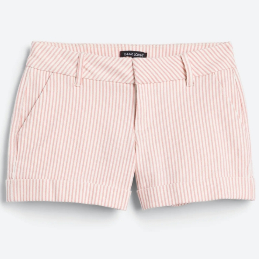 Dear John Finnegan Roll Cuff Printed Short, 12, Coral/White